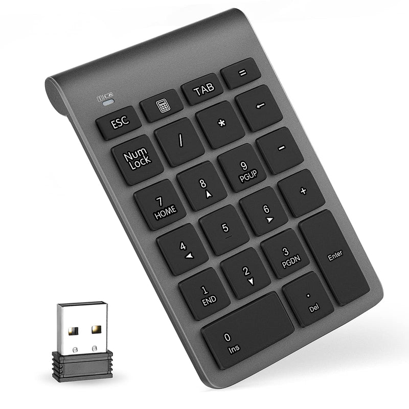 [Australia - AusPower] - Number Pads, Foloda Wireless Eexternal Data Entry Numeric Keypads 22 Keys 2.4G Num Pad for for Laptop, PC, Desktop, Surface Pro, Notebook Grey 