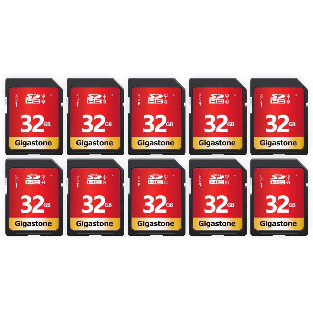 [Australia - AusPower] - Gigastone 32GB 10 Pack SD Card UHS-I U1 Class 10 SDHC Memory Card High-Speed Full HD Video Canon Nikon Sony Pentax Kodak Olympus Panasonic Digital Camera, with 10 Mini Cases SD 32GB U1 10-Pack 