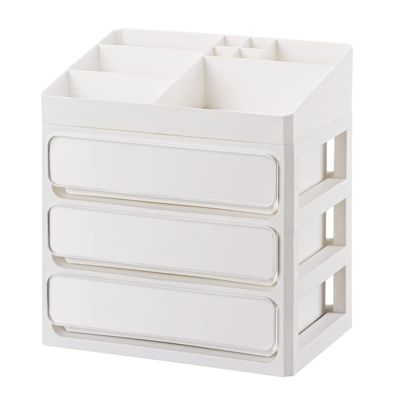 [Australia - AusPower] - Rempry Desktop Organizer with Drawers, Plastic Storage Box for Cosmetic, Jewelry, Hardware, Craft Supplies 3 Drawers Storage Units, White 