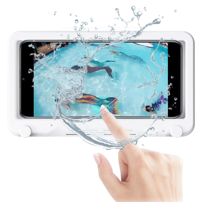 [Australia - AusPower] - Waterproof Shower Phone Holder,TUMAN Pro Waterproof Sensitive Touch Screen Phone Holder,360° Rotation, for Bathroom kitchenCompatible with 4" - 6.8" Cell Phones (White) White 