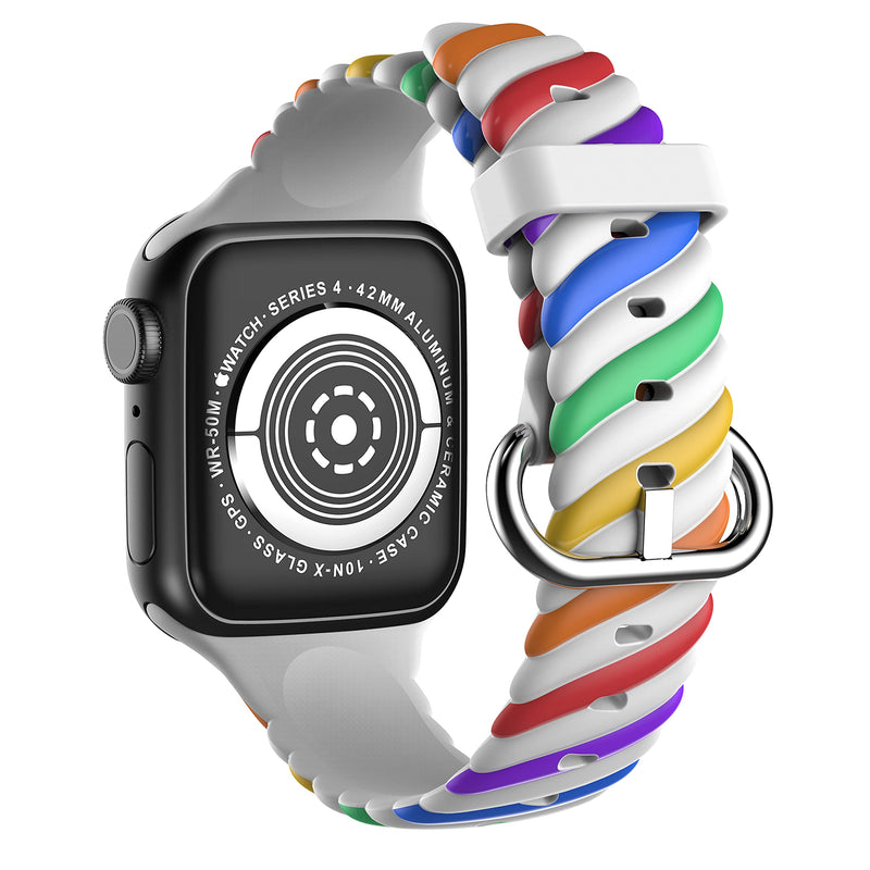 [Australia - AusPower] - VOCALOL Multicolor Bands Compatible with Apple Watch Band 38mm 40mm 42mm 44mm 41mm 45mm,Soft Silicone Wristbands Strap with Classic Clasp Compatible with iWatch Series 7 6 5 4 3 2 1 SE White 42/44/45 