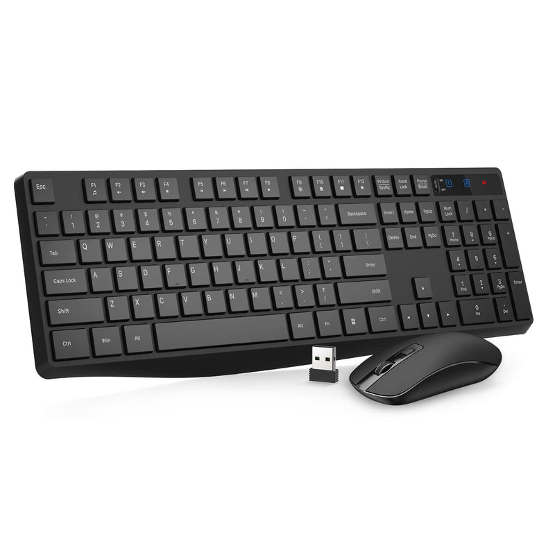 [Australia - AusPower] - Wireless Keyboard and Mouse Combo, COLIKES 2.4G USB Cordless Mouse and Keyboard, 3 Level DPI Slim Ergonomic Mouse, Responsive Plug & Play for Computer Laptop PC - Full Size, Black 