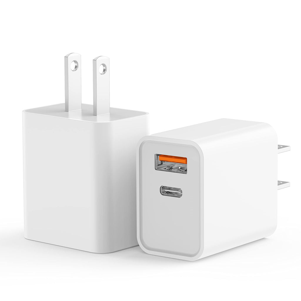 [Australia - AusPower] - iPhone 13 12 Pro Max Charger, Upgraded Certified 2-Pack 20W Durable Dual Port PD Block Fast USB-C Wall Charger for iPhone 13/12/11 /Pro Max, XS/XR/X, iPad Pro, AirPods Pro, Samsung Galaxy and More White 2 Pack 