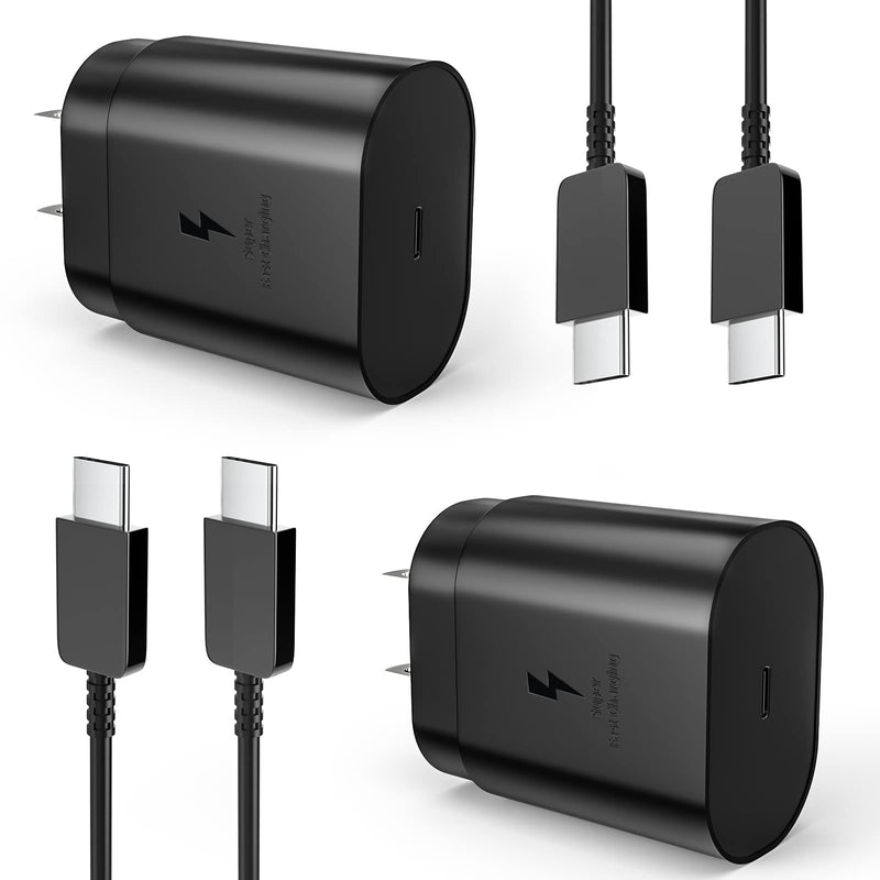 [Australia - AusPower] - Samsung Fast Charger Super Type C Charging(2pack)Usb-C S10 Galaxy S21 Ultra Accessories Note10 Plus S20 Cable Ports Charge for Android Wall 25w Watt Cell Phone Block Adapter Brick Compatible With Cord 