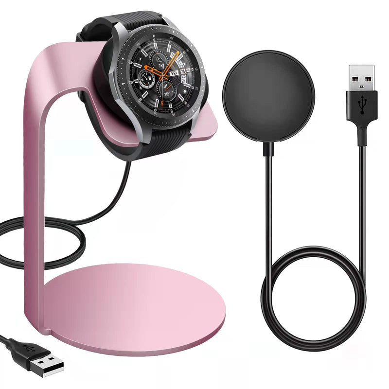 [Australia - AusPower] - Compatible for Samsung Galaxy Watch 4 Charger Active Charging Wireless Stand, 2 Pack 3.3FT Replacement USB Magnetic Charger Dock for Samsung Watch Series (Pink Stand,Black Cable) 