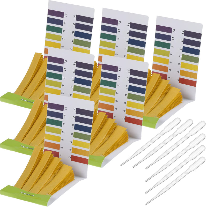 [Australia - AusPower] - 6 Packs pH Test Strips 480 Strips pH Indicator Strips Universal pH.1-14 Litmus Test Paper with 6 Pieces Pipettes Dropper Plastic Transfer Pipettes Test Droppers for Teaching Laboratory Experiment 