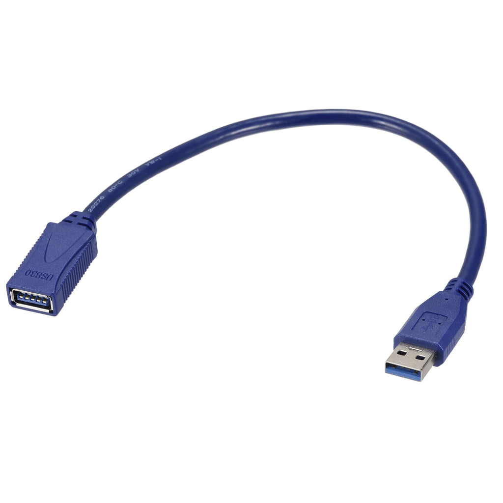 [Australia - AusPower] - MECCANIXITY USB Type a 3.0 Male to Rubber All-Inclusive USB Type a 3.0 Female Adapter Wire for TV PC Blue 300mm 