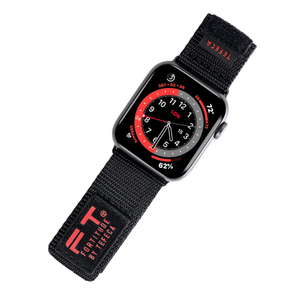 [Australia - AusPower] - Tefeca Fortitude Adjustable Nylon Band for Apple Watch 38/40/41mm Standard Wide Black 