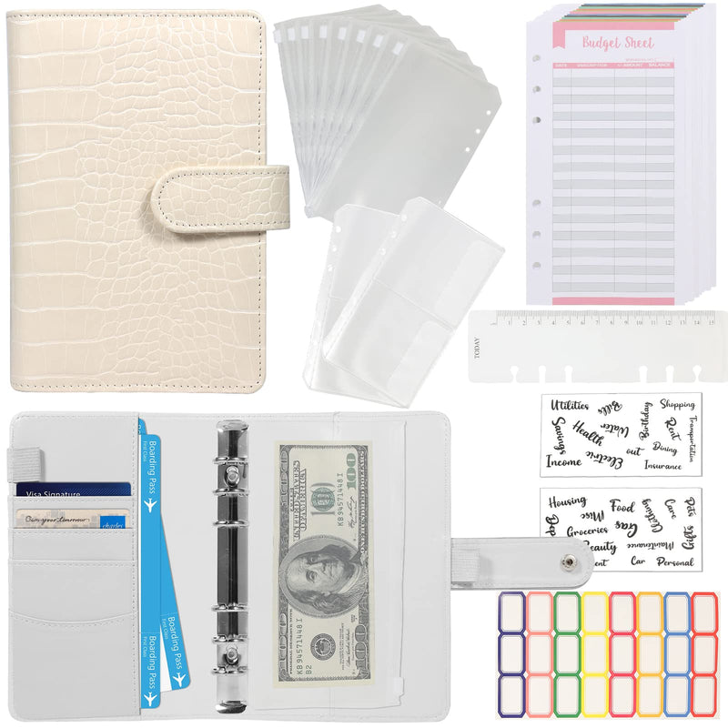 Budget Binder with Zipper Envelopes - Crocodile Pattern Leather Money ...