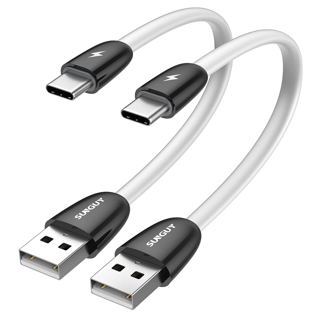 [Australia - AusPower] - SUNGUY USB C Cable [8 inch/0.2m 2Pack], Short USB-A to Type-C Cable Fast Charging USB Type C Cord Compatible for Samsung Galaxy Note 9 8, S10+ S9 S8 Plus, LG V50 V40 G8 G7, Power Bank 0.6FT*2 