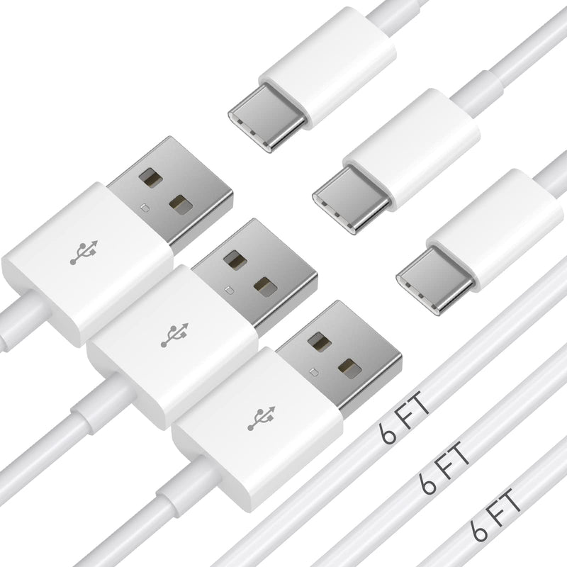 [Australia - AusPower] - USB C Fast Charging Cable: Winbywin 6ft Type C Quick Charge Cord, 3-Pack 6 Feet Type-C to A Chargers Cables Compatible with LG V20 G5 G6 | Galaxy S10e S9 S8 A20 A11 | Note 9 8 or Other Device 