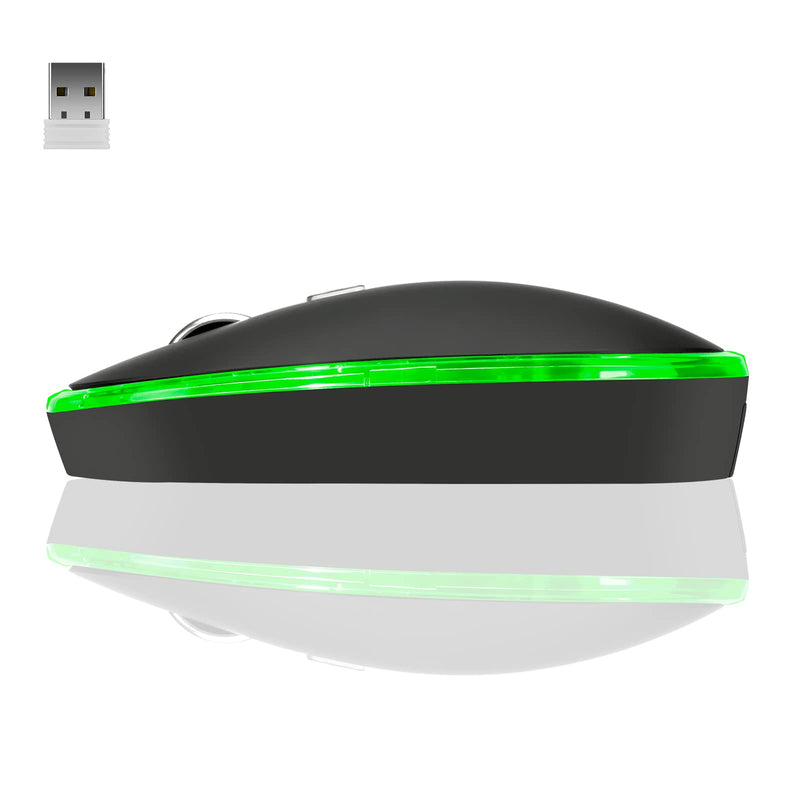 [Australia - AusPower] - Wireless Backlit Mouse LED Silent Rechargeable Battery with Optical Backlight Switch Compatible Mac Windows 7/8/10 for PC Laptop(Black) black 