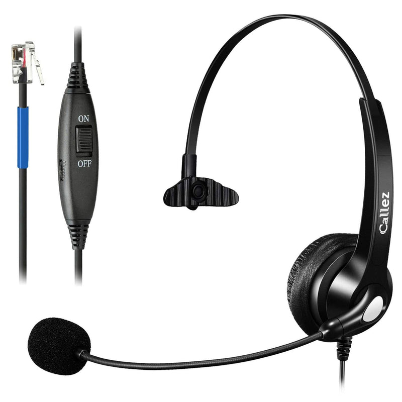 [Australia - AusPower] - Callez Corded Phone Headset with Microphone Noise Cancelling for Office Desk Phones, RJ9 Telephone Headset for Cisco Landline Phones 6941 7811 7841 7942 7945 7962 7965 8841 8845 8851 Plantronics M12 Black 