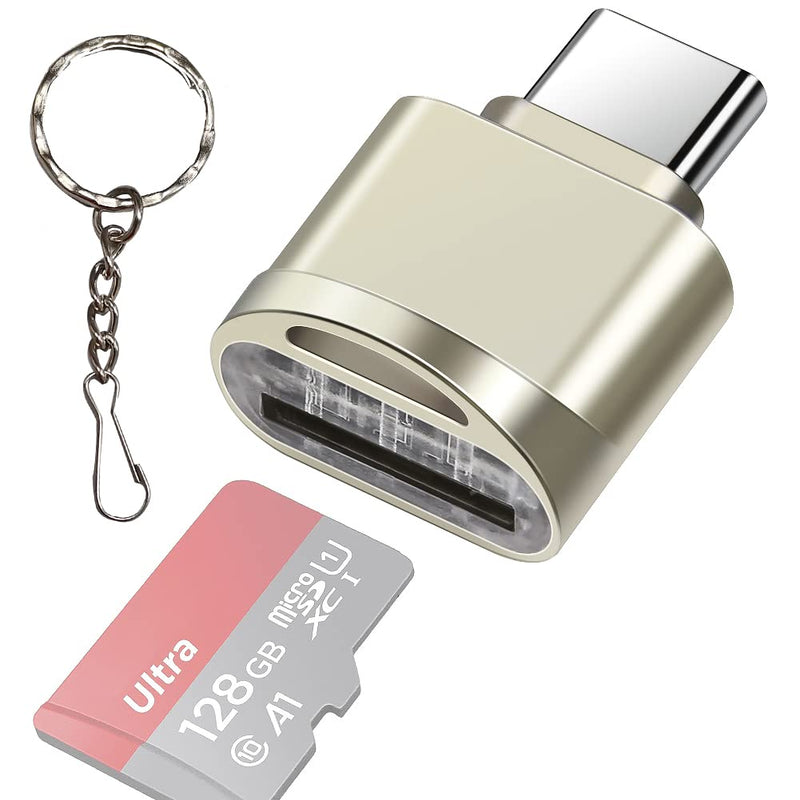 [Australia - AusPower] - Type C Micro SD/TF Card Reader with Keychain, Leizhan USB C to Micro SD SDHC SDXC OTG Memory Reader, Type C Card Reader Adapter Compatible for Mac Windows Lixus Samsung Galaxy Note 20 S20 silver 