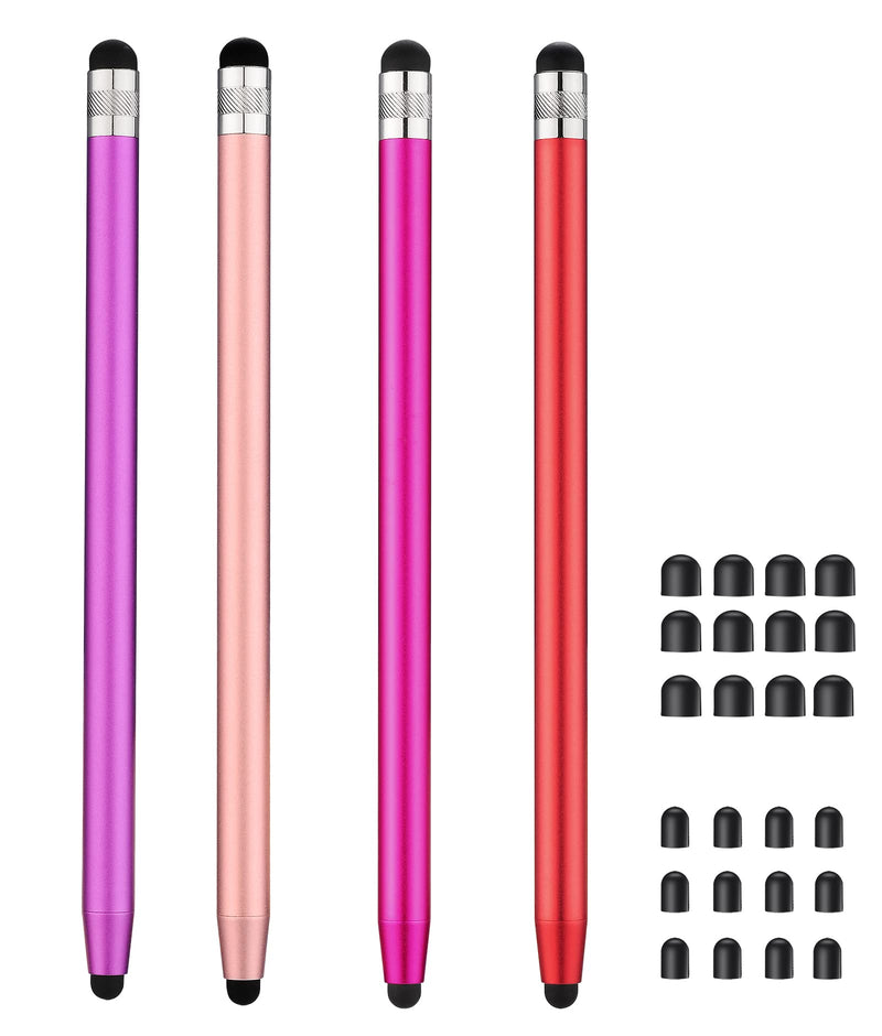 [Australia - AusPower] - CFDXK Stylus Pens for Touch Screens，2 in 1 Capacitive Stylus for iPad iPhone Tablets Samsung Galaxy with 24 Extra Replaceable Tips (Pink, Rosegold, Red, Purple) 