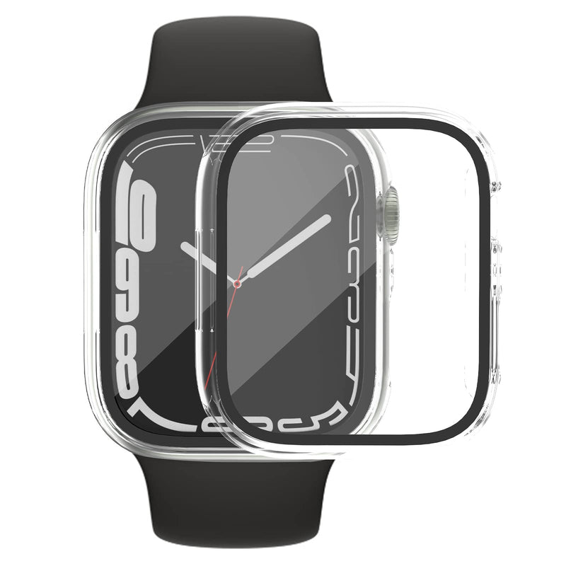 [Australia - AusPower] - Jomitvp Apple Watch Series 7 41mm Hard PC Case with Tempered Glass Screen Protector , All Around Protector Bumper Frame Cover Compatible for iWatch Series 7 Smartwatch, 2 Pcs, Clear/Clear 