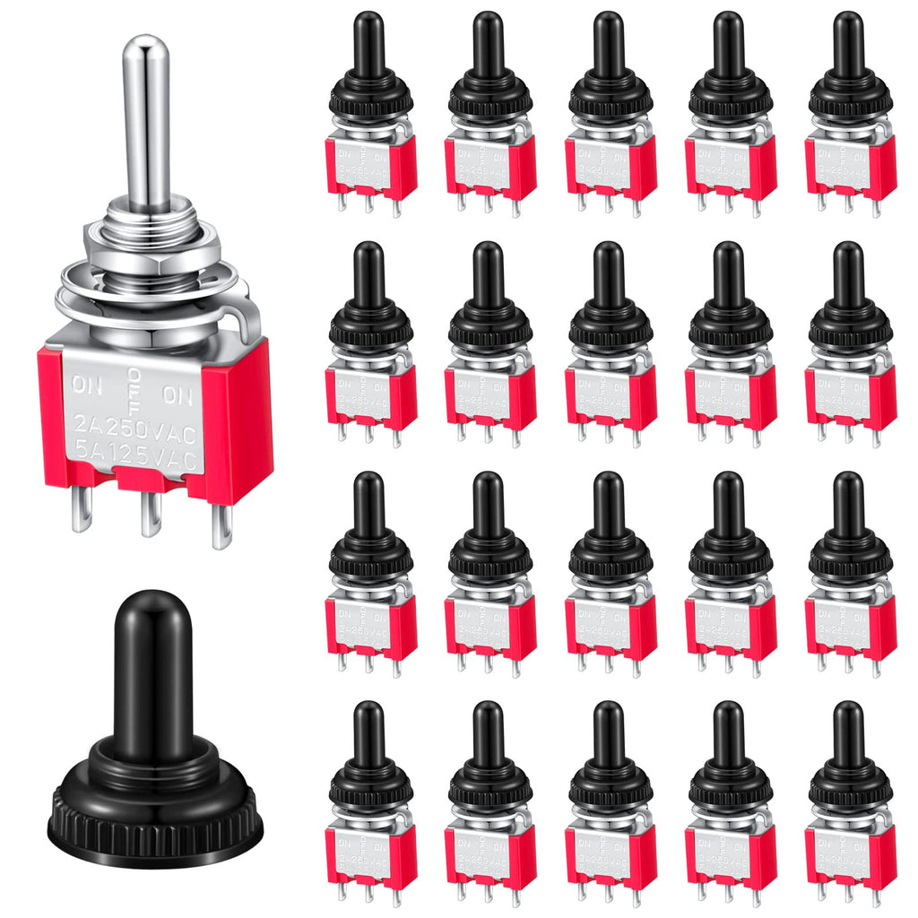 [Australia - AusPower] - 20 Pieces Mini Toggle Switch SPDT 3 Position 3 Pins ON/Off/ON AC 125V 5A Car Boat Replacement Toggle Switches Micro Toggle Switch Electric Switches with Waterproof Cap Mts-103mz 