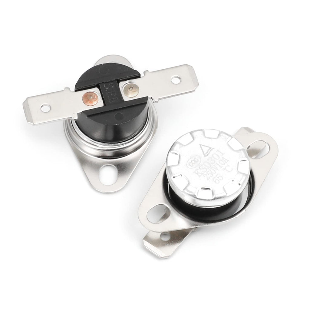 [Australia - AusPower] - Heyiarbeit 2Pcs KSD301 Thermostat 65°C/149°F 10A N.O Adjust Snap Disc Temperature Switch for Microwave, Oven, Coffee Maker 65℃ 