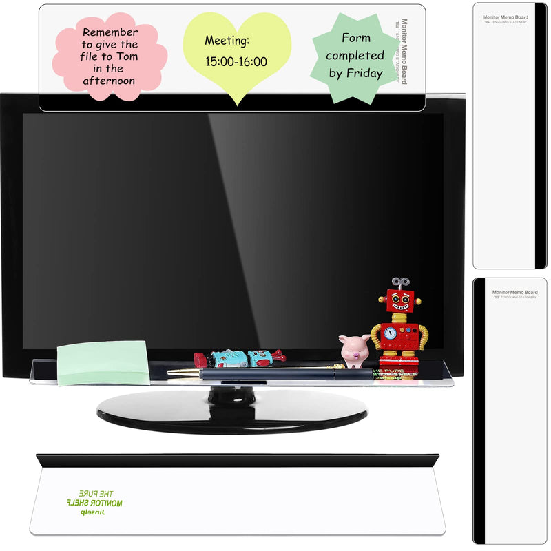 [Australia - AusPower] - 3 Pieces Message Board Multifunction Side Panel Memo Top Mount Acrylic Transparent Sticky Note Holder for Screen Cabinet, (Left and Right) 