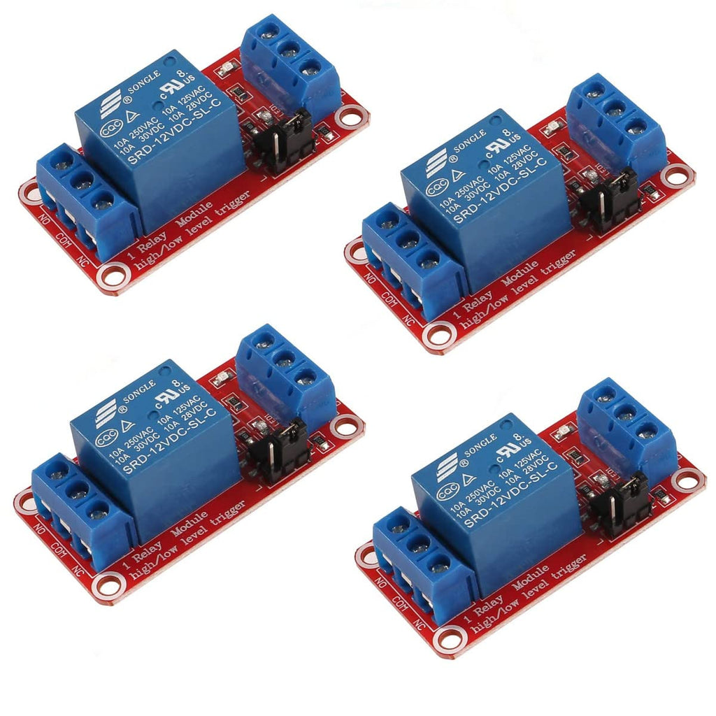 [Australia - AusPower] - 4 Pack 12V One Channel Relay Module Relay Switch with OPTO Isolation High Low Level Trigger (12V) 