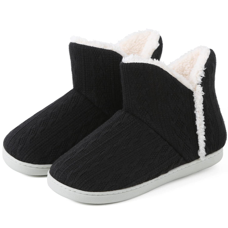 [Australia - AusPower] - YoulianLamb Womens House Slippers Boots, Cozy Faux fur& Memory Foam Indoor Shoes, Slip On Outdoor Boots(Y201) 5-6 Black 