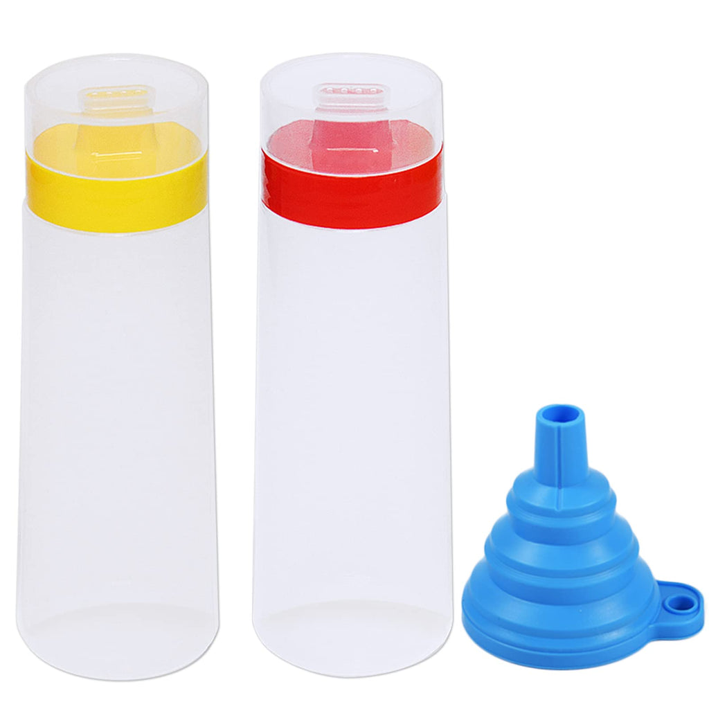 [Australia - AusPower] - 4 Hole Squeeze Bottles Set of 2 - Leak Proof Condiment Squeeze Bottles 10 Ounce with Funnel, Squeeze Bottle Easy to Clean, Perfect for BBQ Sauce, Salad Dressings, Ketchup 