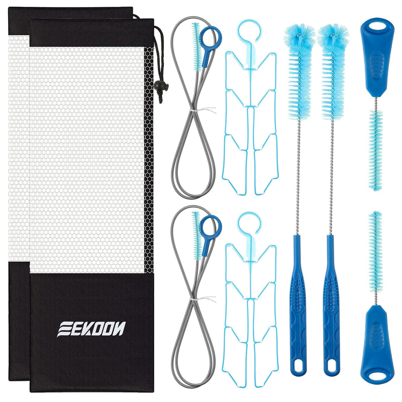 [Australia - AusPower] - 2 Packs Hydration Bladder Cleaning Kit, 10 in 1 Water Bladders Cleaner Set with Flexible Long Brush for Hose, Small Bite Valve Brush, Big Brush, Drying Collapsible Bladder Frame, Carrying Pouch 