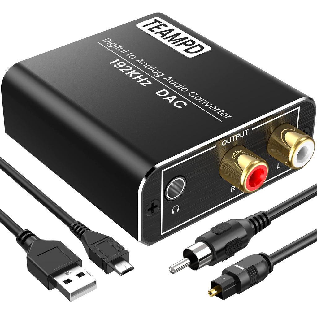 [Australia - AusPower] - 192KHz Digital to Analog Audio Converter, Aluminum Optical to RCA Converter with Optical Coaxial Cables, Toslink Optical Digital to RCA (L/R) and 3.5mm Jack DAC For TV PS4 DVD PS3 Amp Receiver Speaker 