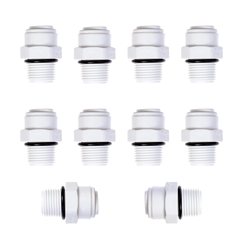 [Australia - AusPower] - EZRODI 1813-A 1/4" Male NPT to 1/4" Push to Connect Fittings with Black O'ring for RO Water filter System(Pack of 10) 