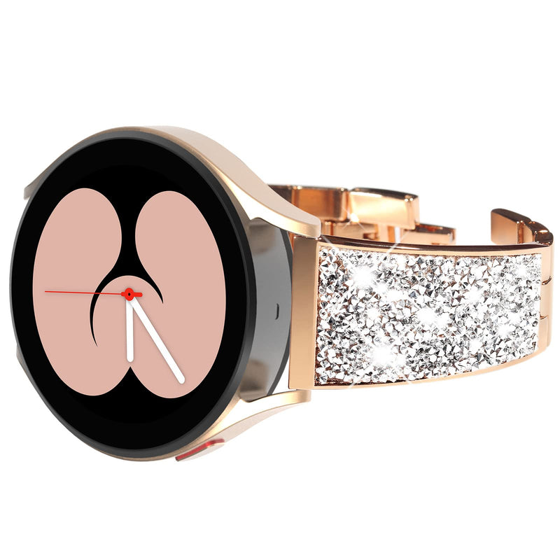 [Australia - AusPower] - Surace Compatible with Galaxy Watch 4 Band Women Crystal Bracelet Cuff Compatible with Galaxy Watch Active 2 Bands 40mm 44mm Smart Watch, Rose Gold Rose Gold tone 