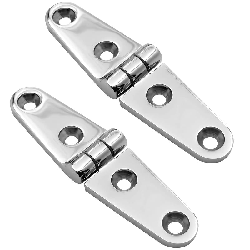 [Australia - AusPower] - AMYSPORTS Heavy Duty Boat Hinge Strap Mirror Polished Marine Hinges Mount Hardware Hatch Stainless Hinge Door Corrosion Resistance SUS316 2pcs 3.99 inch x 1.02 inch 