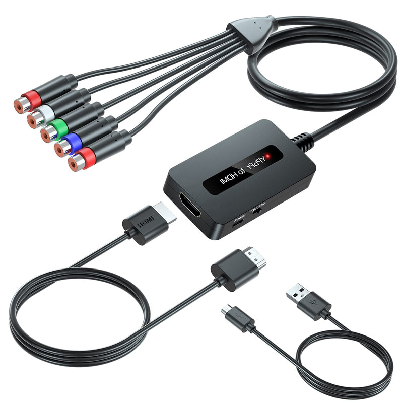 [Australia - AusPower] - Female Component to HDMI Converter Cable with HDMI and Component Cables for PS2/ NGC/ Wii/ Xbox with Male Component, 1080P RGB YPbPr to HDMI Converter, Component in HDMI Out Adapter… Female Component to HDMI 