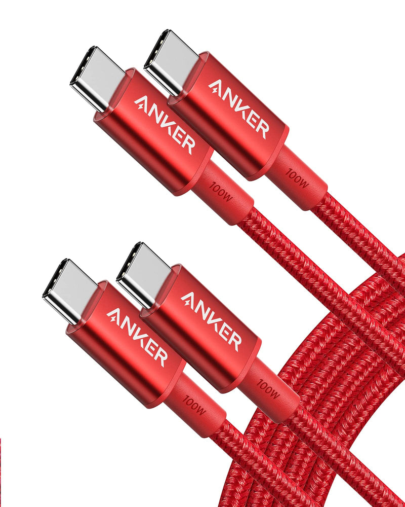[Australia - AusPower] - Anker 333 USB C to USB C Cable (6ft 100W, 2-Pack), USB 2.0 Type C Charging Cable Fast Charge for MacBook Pro 2020, iPad Pro 2020, iPad Air 4, Samsung Galaxy S21, Pixel, Switch, LG, and More (Red) 6ft Red 