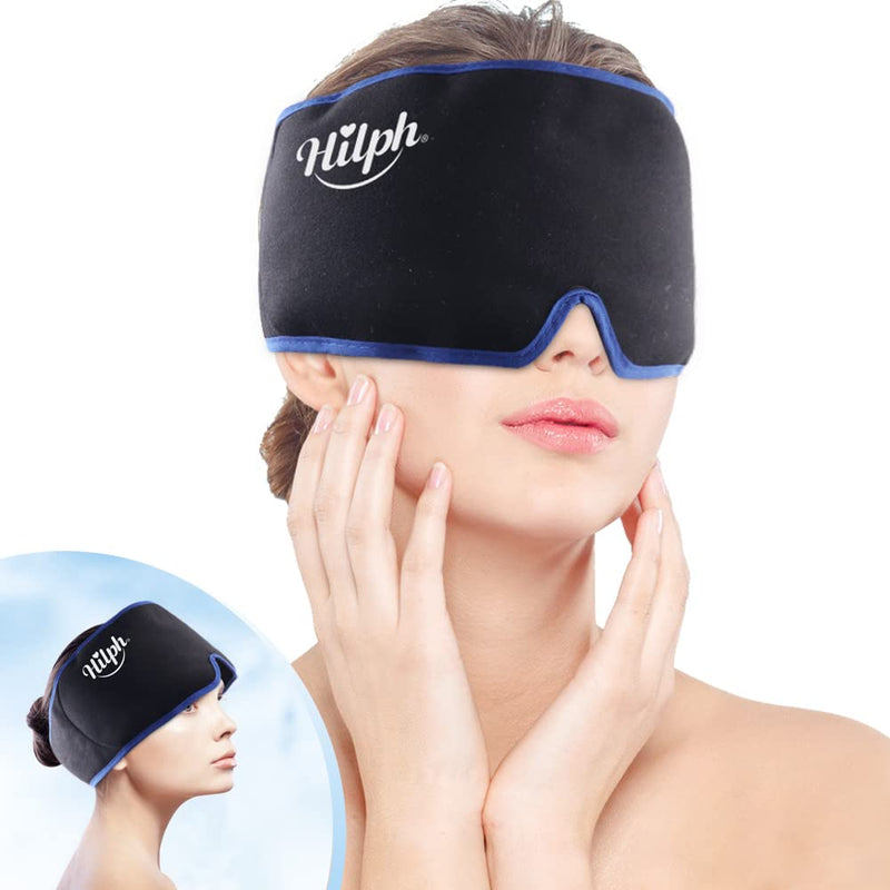 [Australia - AusPower] - Hilph Head Ice Pack for Migraine Ice Head Wrap, Reusable Migraine Headache Relief Hat Cold Compress Migraine Ice Pack for Headaches, Puffy Eyes, Chemo Surgery, Sinus and Stress Relief -Black B-black 