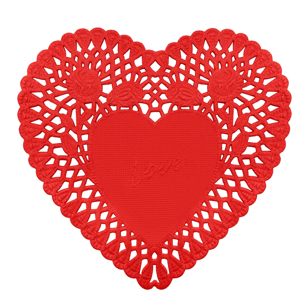 [Australia - AusPower] - YSSAI 200 Pcs 4 Inch Valentines Day Heart Doilies Cutouts Paper Lace Doilies Valentine Craft Gift Set for Valentine's Day Mother's Day Wedding Favor Party Decorations - Red Mini Heart Doilies 