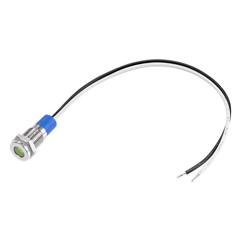 [Australia - AusPower] - MECCANIXITY Indicator LED Light 12V 8mm M8 Panel Mount Metal Waterproof Signal Lamp 130mm Wire with O Ring, Green Pack of 2 