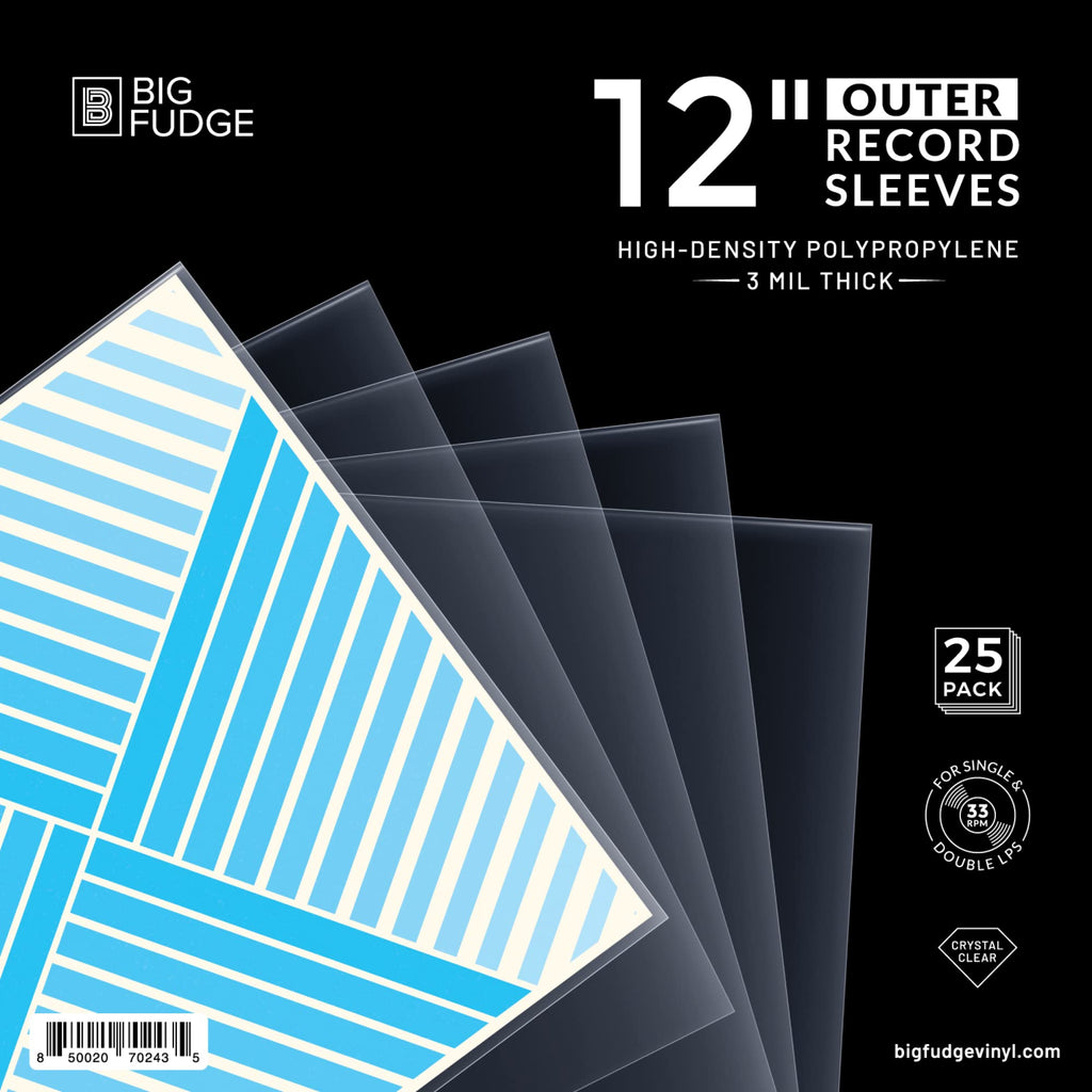 [Australia - AusPower] - BIG FUDGE 25 Pack Vinyl Record Outer Sleeves 12" LP | Durable & Wrinkle-Free | Crystal Clear & Made from High-Density Polypropylene | 3 mm Thick, 12.75” x 12.75” | Fits Most Gatefolds and Double LPs 12 inches 
