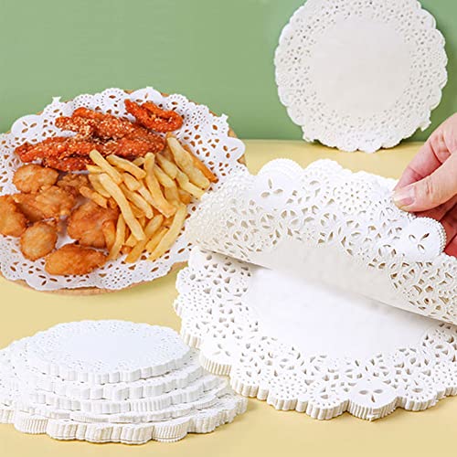 [Australia - AusPower] - White Round Lace Paper Doilies Disposable Lace Placemats for Food, Cakes, Desserts, and Baked Treats(10.5 Inch, Pack of 100) 10.5 Inch 