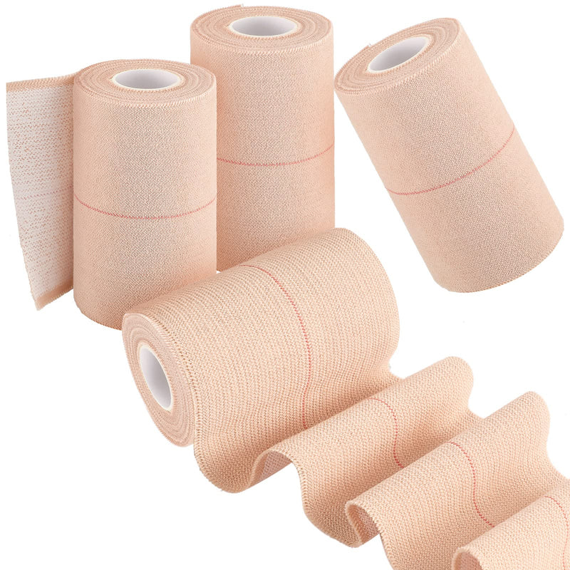 [Australia - AusPower] - 4 Rolls Elastic Tape Adhesive Elastic Tape Self Adhesive Bandage Wrap Flexible Stretch Bandages for Sports Ankle, Knee and Wrist Sprains Animal Pets, 5 Yard (3 Inch in Width) 3 Inch in Width 