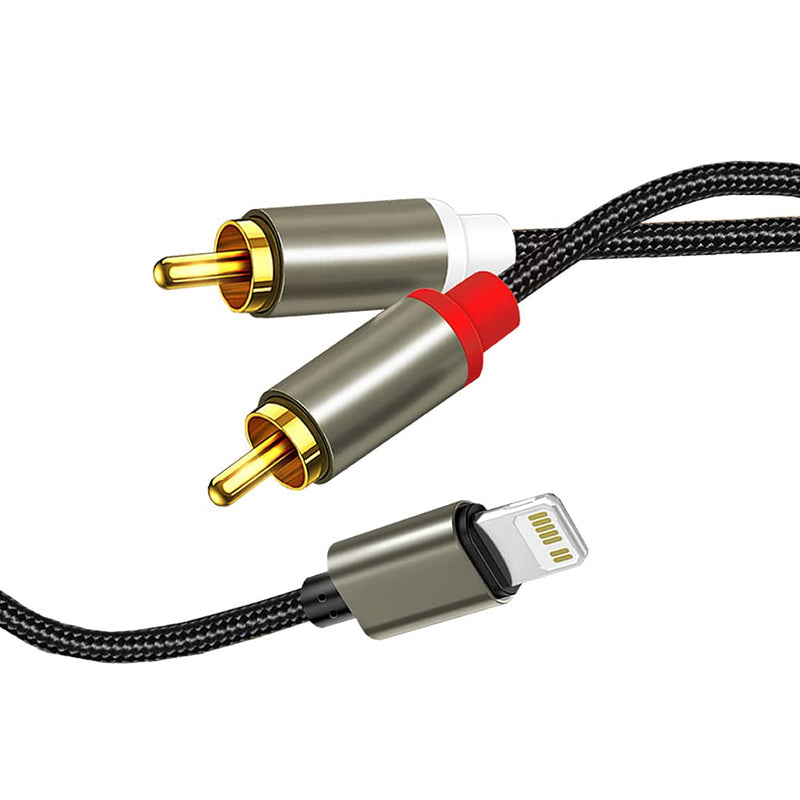 [Australia - AusPower] - RCA Cable Compatible with iPhone, iOS to RCA Aux Audio Cord Adapter,Lighting to 2 Male RCA Cable for Phone 13 13 Pro 13 Pro Max 13 Mini 12 12 Pro Max 12 Mini 11 Pro Max XS X 8 7 (3.3FT/1M) 3.3FT/1M 