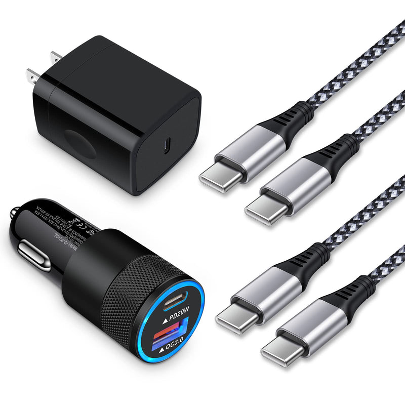[Australia - AusPower] - Super Fast Charger Kit,20W PD USB Phone Charger Block 38W USB Fast Car Charger for Samsung Galaxy S22,S21,S21 FE,A13,A12,S20FE,S20,Note 20;Google Pixel 6,6 Pro,5;iPad Pro,with 2 Pack 6FT C-to-C Cable 