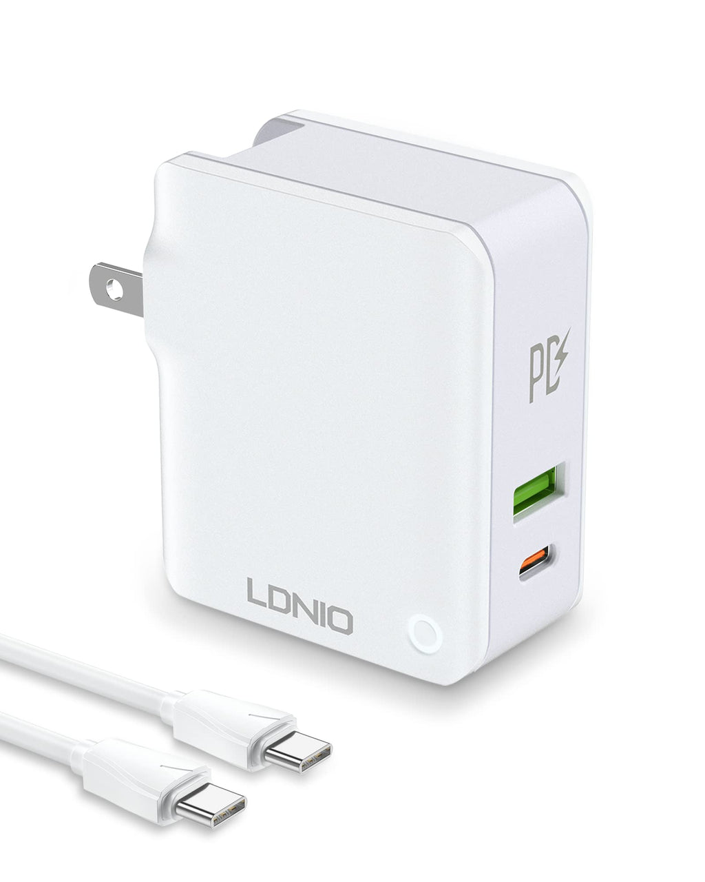 [Australia - AusPower] - USB C Wall Charger, LDNIO 32W PD Fast Charging Wall Charger with 3.2ft Type C Cable Compatible with iPhone 13 Pro Max/13 Pro,12 Pro Max/12 Pro, iPad Air/iPad Pro, iPhone SE 2022 and More 
