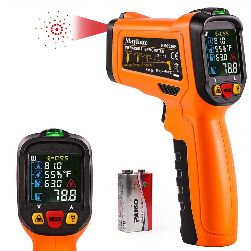 [Australia - AusPower] - Infrared Thermometer,Maylatte Non-Contact Handheld Digital Temperature Gun -58℉ to 1472℉(-50℃ to 800℃) and Smart Auto-Alerts,Thermometer Gun for Industrial,Kitchen,Home Repairs and Maintenance High,-58℉ to 1472℉(-50℃ to 800℃) 