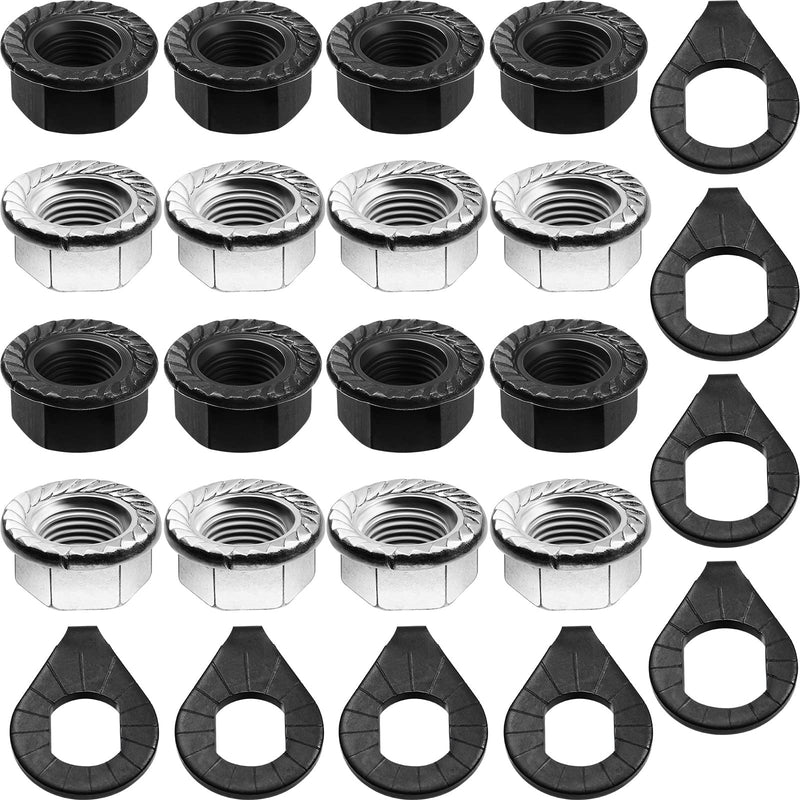 [Australia - AusPower] - Moxweyeni 48 Pcs Bike Axle Nut Bicycle Hub Flanged Axle Nut and Safety Washer Kit, 3 Size Bike Nuts with Safety Washers Bicycle Accessories for Front and Back Bike Wheel 