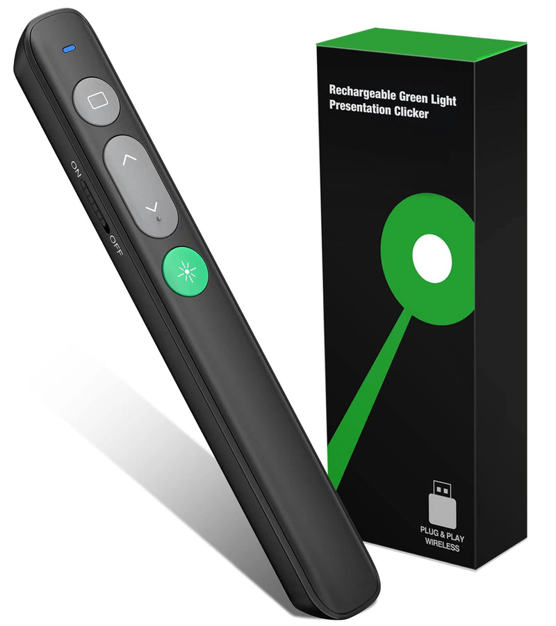 [Australia - AusPower] - Presentation Clicker Wireless Presenter Remote Powerpoint Clicker with Green Light Pointer Cat Toy, Slide Advancer PPT Clicker for PowerPoint Presentations Remote USB Control for Mac, Laptop,Computer 