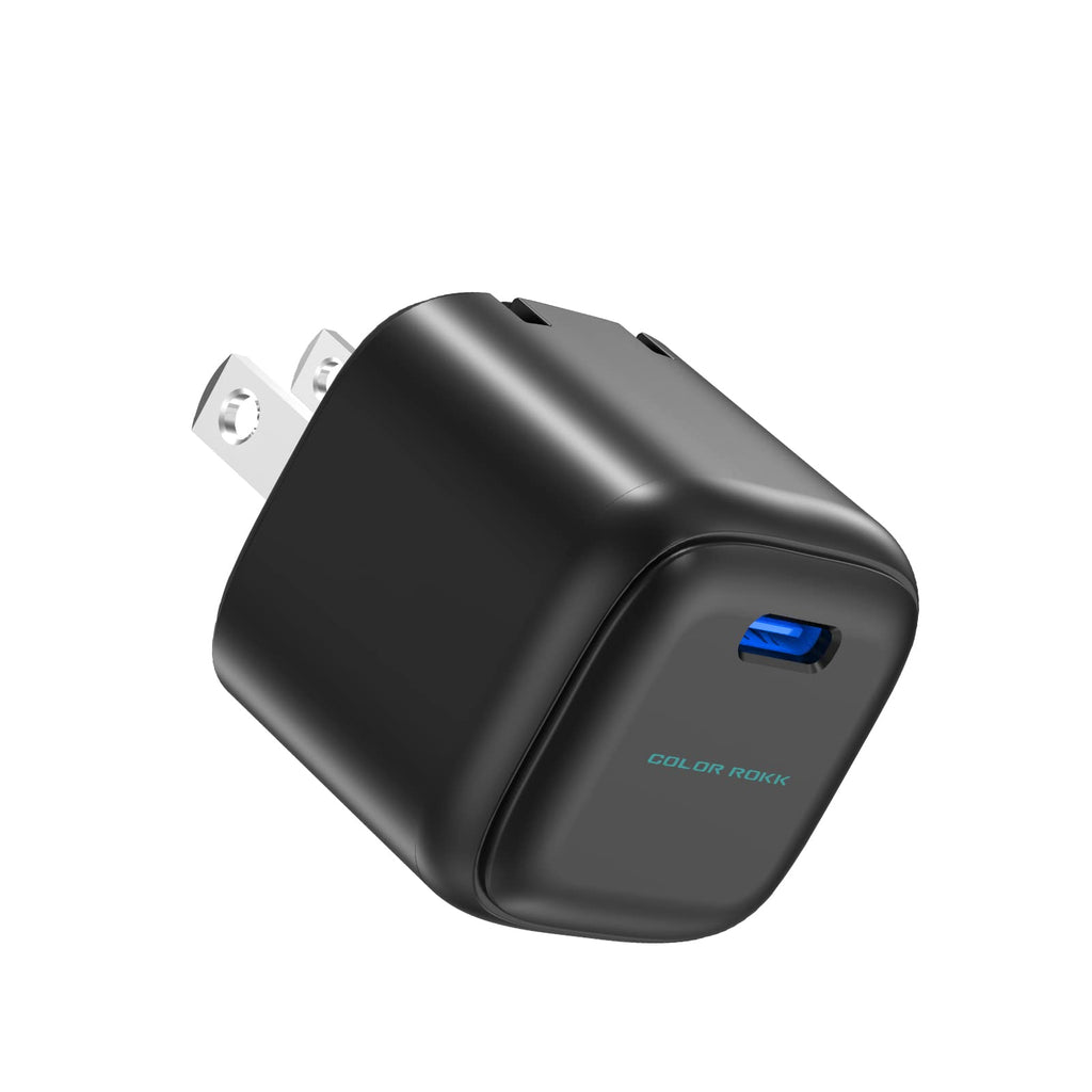 [Australia - AusPower] - Color Rokk USB C Charger Mini PD 20W Fast Charger Adapter Power Delivery 3.0 Wall Charger Compatible for iPhone 12/12 Mini/12 Pro/12 Pro Max/11, Galaxy, Pixel 4/3, iPad Pro Black 