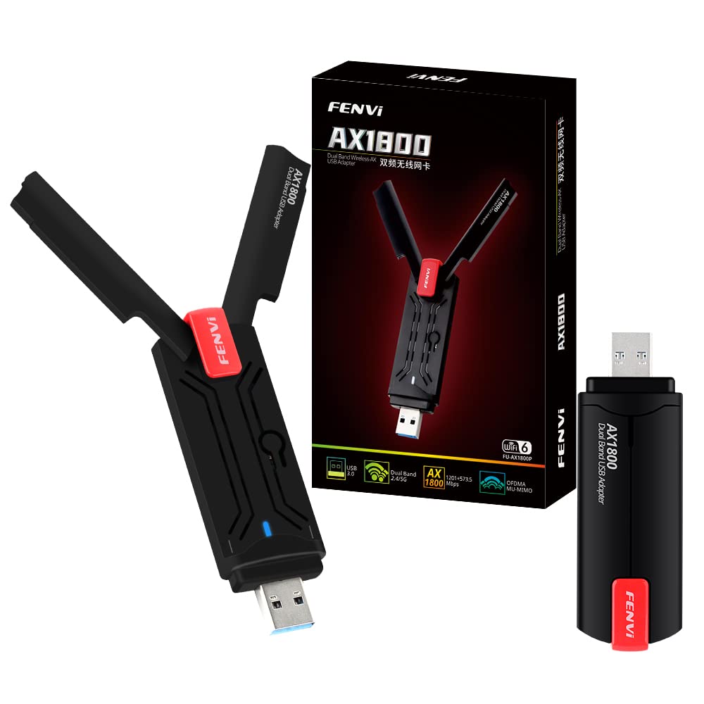 [Australia - AusPower] - fenvi WiFi 6 AX1800 USB3.0 WiFi Adapter Dual Band 802.11ax Wireless Gigabit AX1800Mbps WiFi 6 USB Network Card 5Ghz 1201Mbps 2.4Ghz 574Mbps MU-MIMO for Desktop Laptop pc Windows 7/10/11 