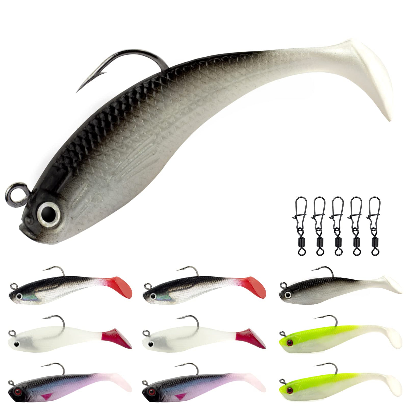 HOBOHY Fishing Lures, Soft Lure Swimbaits with Paddle Tail with