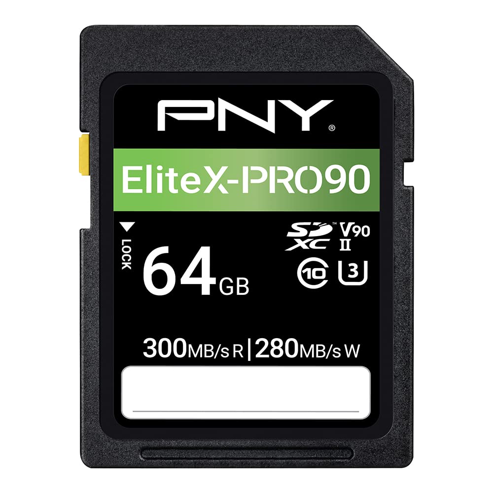 [Australia - AusPower] - PNY 64GB EliteX-PRO90 Class 10 U3 V90 UHS-II SDXC Flash Memory Card 