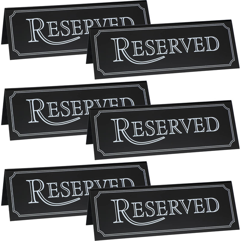 [Australia - AusPower] - Wedding Reserved Table Signs PVC Reserved Signs Guest Reservation Table Tents Sign Black Background Reserved Seat Signs Waterproof Reserve Signs for Wedding Birthday Party Chairs (6 Pieces) 6 